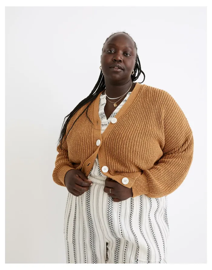 Women Plus Greywood Crop Cardigan Sweater Toffee Madewell Sweaters