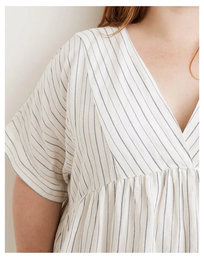 Women Plus Linen Blend V Neck Dolman Sleeve Mini Dress In Stripe Dusty Twilight Madewell Dresses Women Plus Linen Blend V Neck Dolman Sleeve Mini Dress In Stripe Dusty Twilight Madewell Dresses
