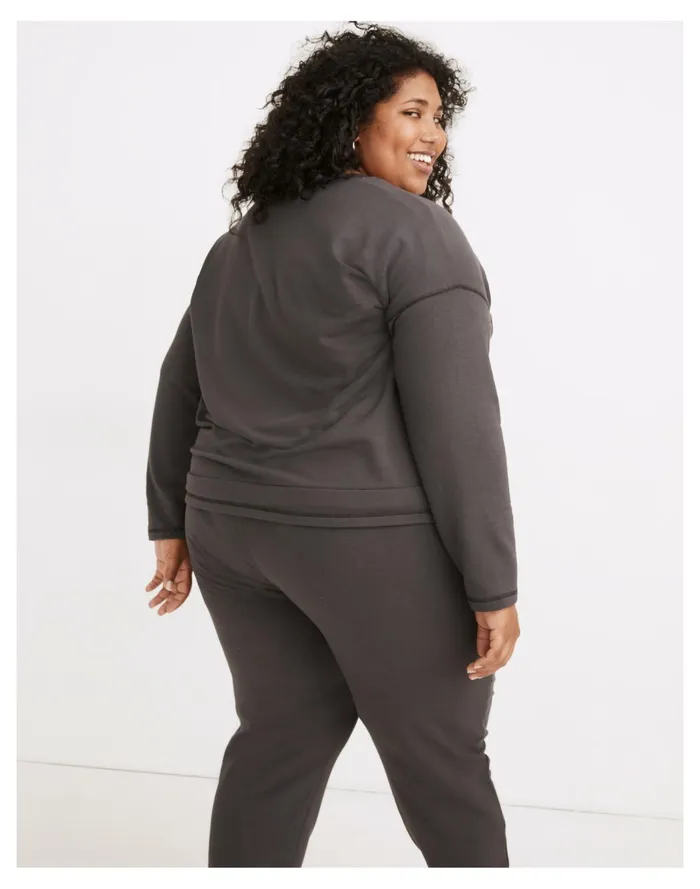 Women Plus MWL Superbrushed Easygoing Sweatshirt Black Coal Madewell MWL Athleisure Women Plus MWL Superbrushed Easygoing Sweatshirt Black Coal Madewell MWL Athleisure