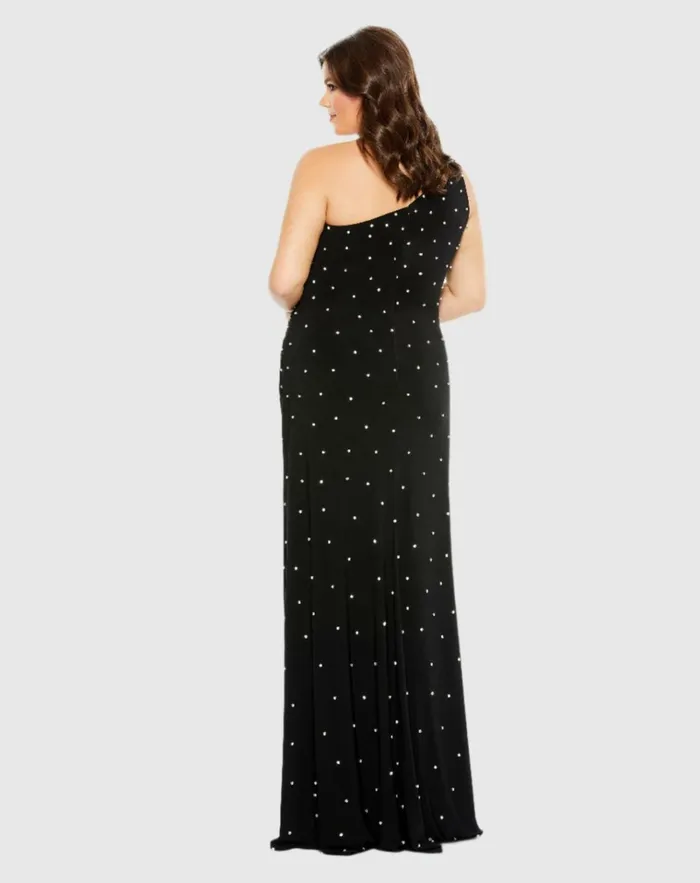 Women Plus Size Dresses Mac Duggal Jewel Encrusted Draped One Shoulder Gown Plus Cherry Women Plus Size Dresses Mac Duggal Jewel Encrusted Draped One Shoulder Gown Plus Cherry