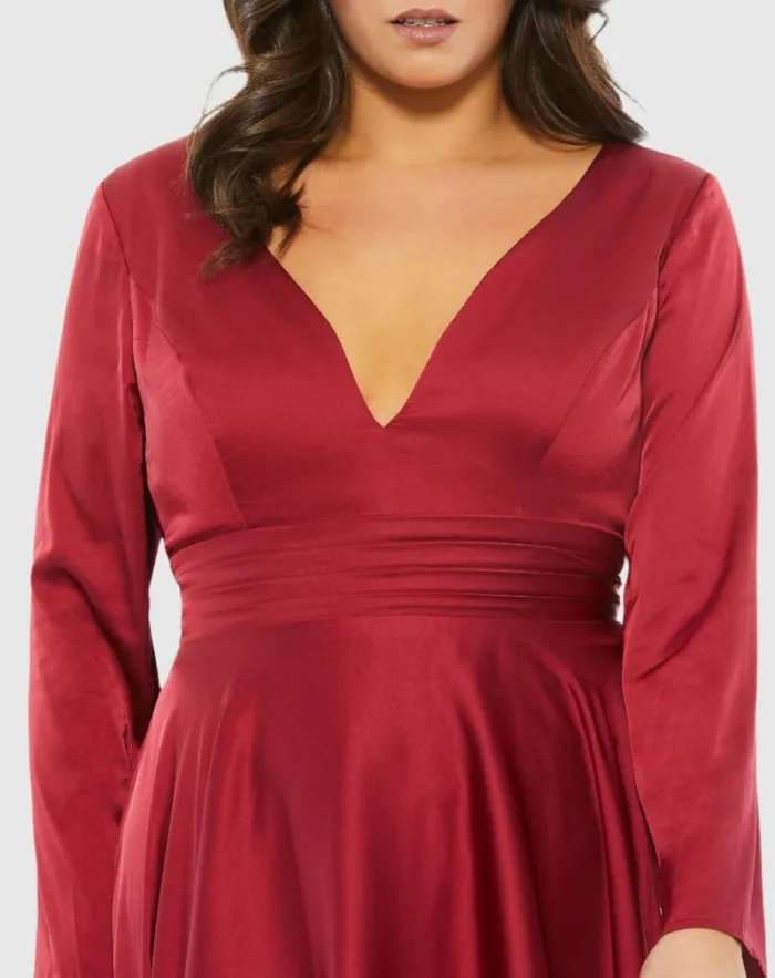 Women Plus Size Dresses Mac Duggal Satin Long Sleeve Sweetheart Flowy Midi Dress Plus Black Women Plus Size Dresses Mac Duggal Satin Long Sleeve Sweetheart Flowy Midi Dress Plus Black