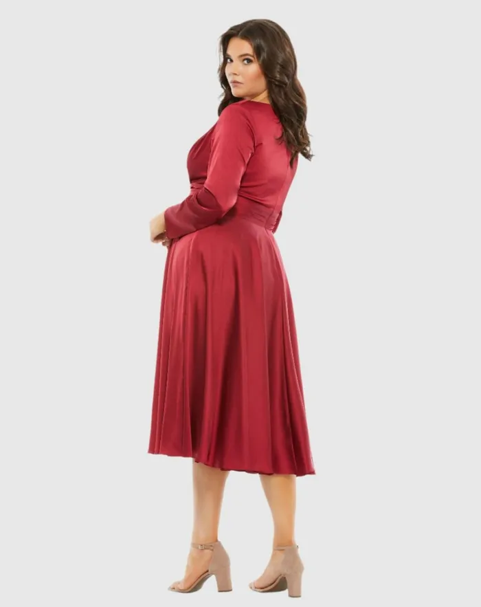 Women Plus Size Dresses Mac Duggal Satin Long Sleeve Sweetheart Flowy Midi Dress Plus Black Women Plus Size Dresses Mac Duggal Satin Long Sleeve Sweetheart Flowy Midi Dress Plus Black