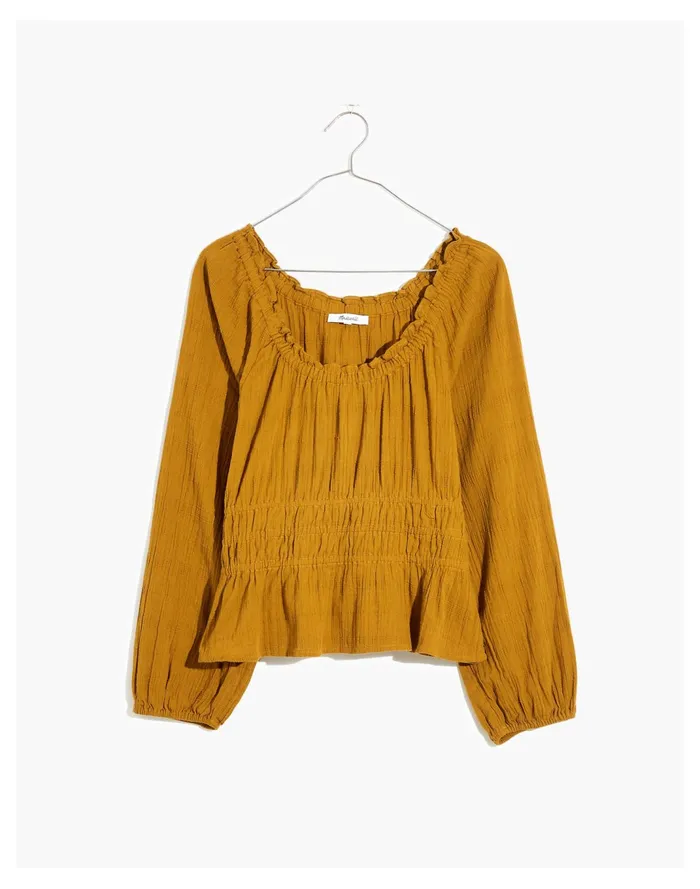 Women Plus Sophia Top In Textured Plaid Antique Gold Madewell Tops and Shirts