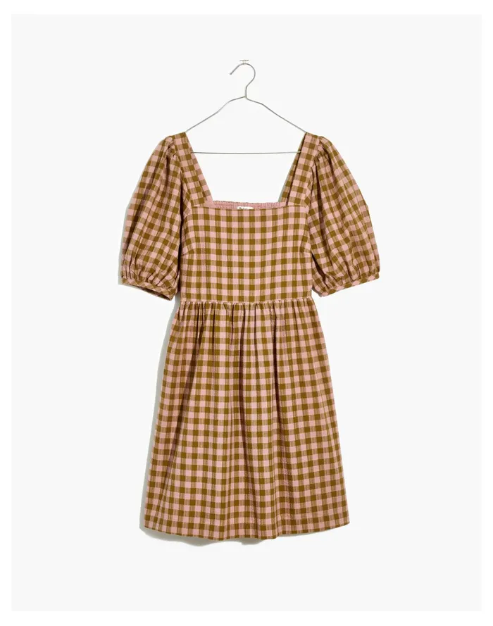 Women Plus Square Neck Puff Sleeve Dress In Gingham Seersucker Spiced Olive Madewell Dresses Women Plus Square Neck Puff Sleeve Dress In Gingham Seersucker Spiced Olive Madewell Dresses