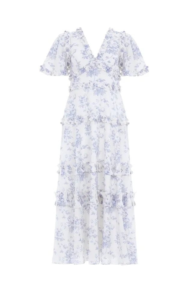 Women Printed Dresses Needle and Thread Rambling Roses Cotton Ankle Gown Multi