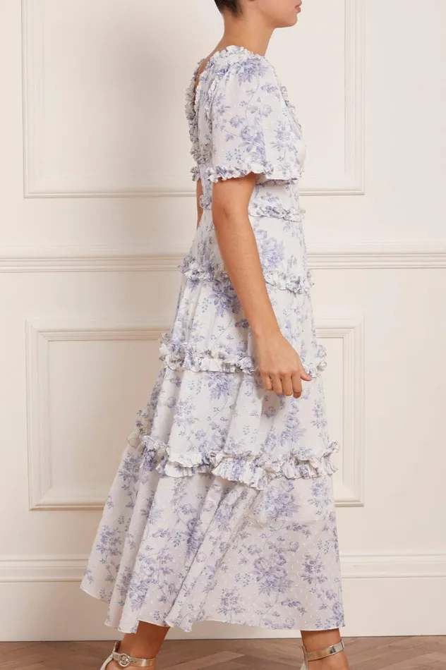 Women Printed Dresses Needle and Thread Rambling Roses Cotton Ankle Gown Multi
