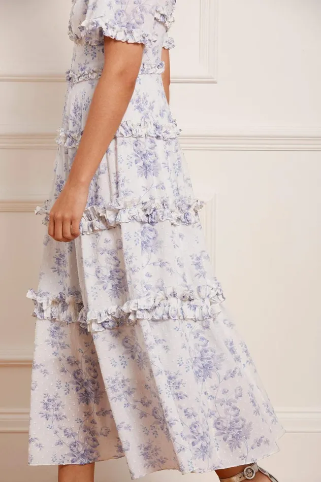 Women Printed Dresses Needle and Thread Rambling Roses Cotton Ankle Gown Multi