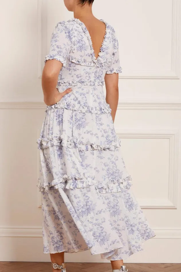 Women Printed Dresses Needle and Thread Rambling Roses Cotton Ankle Gown Multi