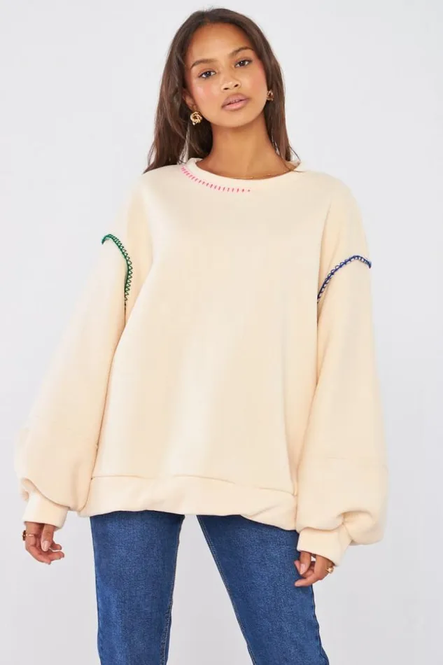 Women Pull Beige Empicement Couture Colors Beige Brentiny Paris Sweaters and Sweatshirts Women Pull Beige Empicement Couture Colors Beige Brentiny Paris Sweaters and Sweatshirts