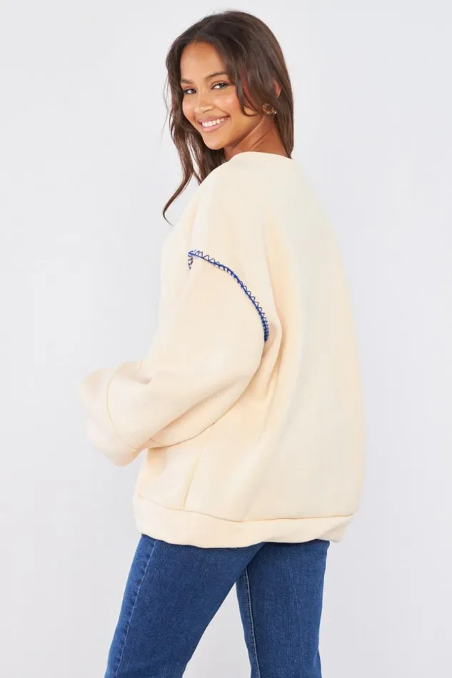 Women Pull Beige Empicement Couture Colors Beige Brentiny Paris Sweaters and Sweatshirts Women Pull Beige Empicement Couture Colors Beige Brentiny Paris Sweaters and Sweatshirts