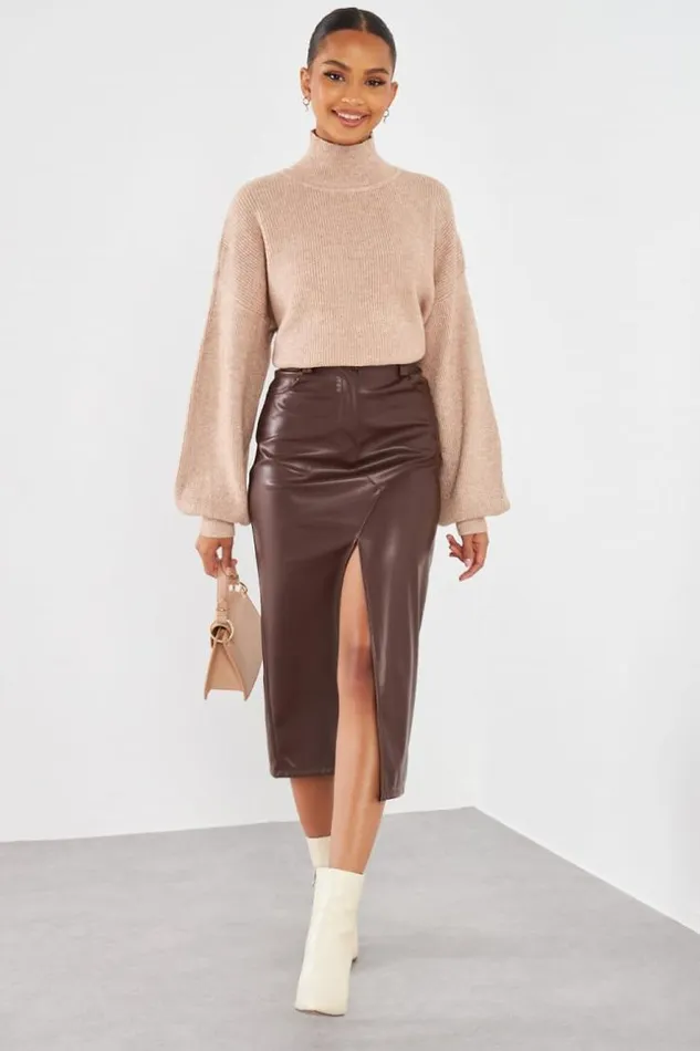 Women Pull Court Col Montant Taupe Darkbeige Brentiny Paris Sweaters and Sweatshirts Women Pull Court Col Montant Taupe Darkbeige Brentiny Paris Sweaters and Sweatshirts