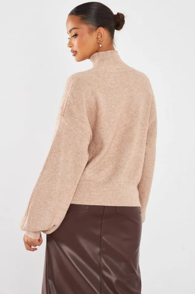 Women Pull Court Col Montant Taupe Darkbeige Brentiny Paris Sweaters and Sweatshirts Women Pull Court Col Montant Taupe Darkbeige Brentiny Paris Sweaters and Sweatshirts