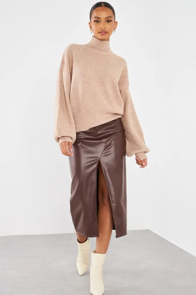 Women Pull Court Col Montant Taupe Darkbeige Brentiny Paris Sweaters and Sweatshirts Women Pull Court Col Montant Taupe Darkbeige Brentiny Paris Sweaters and Sweatshirts