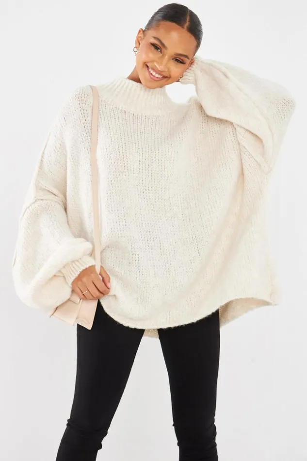 Women Pull cru Textur Col Montant Ecru Brentiny Paris Sweaters and Sweatshirts