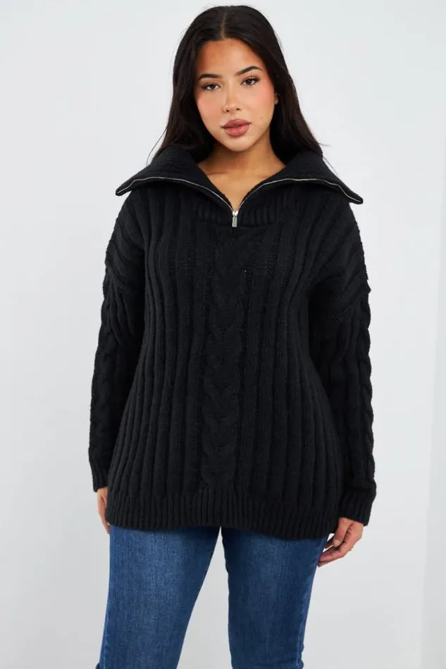 Women Pull Noir En Grosse Maille Col Montant Black Brentiny Paris Sweaters and Sweatshirts Women Pull Noir En Grosse Maille Col Montant Black Brentiny Paris Sweaters and Sweatshirts