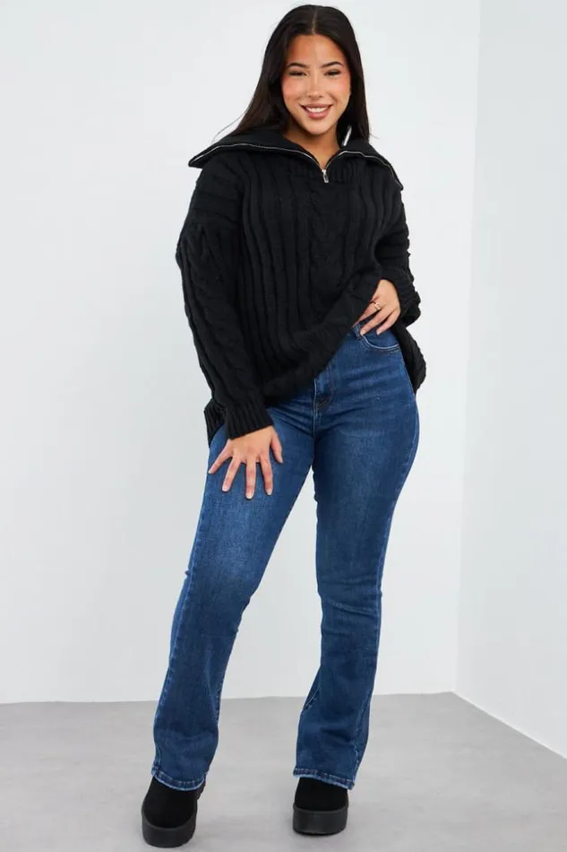 Women Pull Noir En Grosse Maille Col Montant Black Brentiny Paris Sweaters and Sweatshirts Women Pull Noir En Grosse Maille Col Montant Black Brentiny Paris Sweaters and Sweatshirts