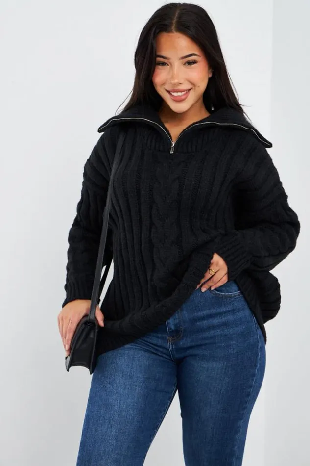 Women Pull Noir En Grosse Maille Col Montant Black Brentiny Paris Sweaters and Sweatshirts Women Pull Noir En Grosse Maille Col Montant Black Brentiny Paris Sweaters and Sweatshirts