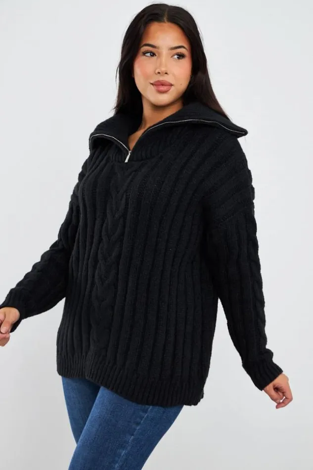 Women Pull Noir En Grosse Maille Col Montant Black Brentiny Paris Sweaters and Sweatshirts Women Pull Noir En Grosse Maille Col Montant Black Brentiny Paris Sweaters and Sweatshirts