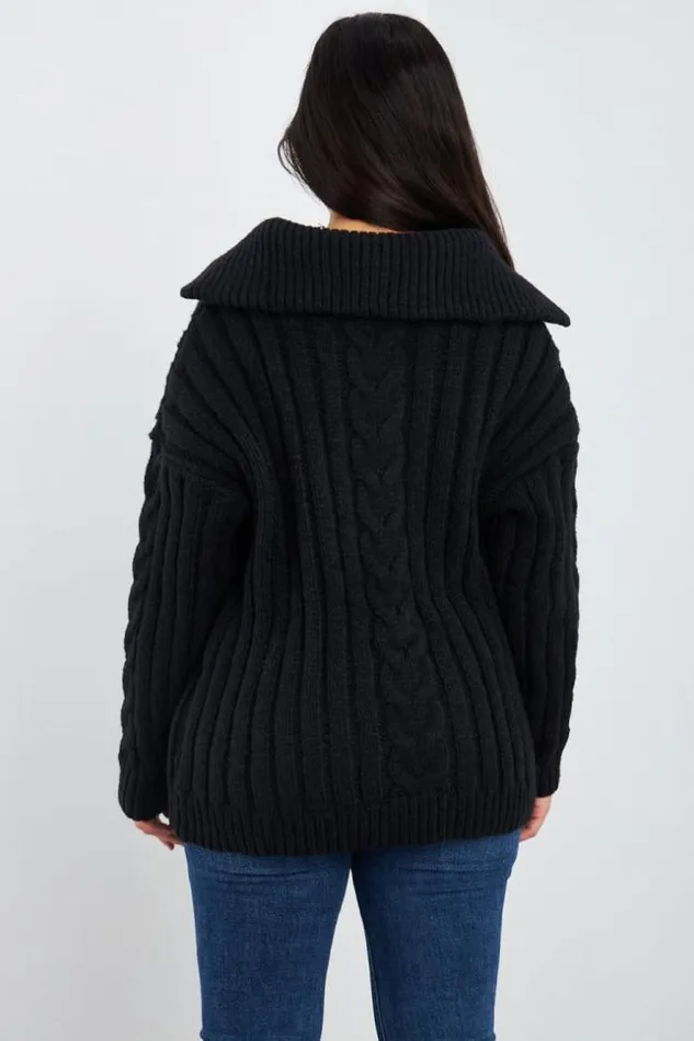 Women Pull Noir En Grosse Maille Col Montant Black Brentiny Paris Sweaters and Sweatshirts Women Pull Noir En Grosse Maille Col Montant Black Brentiny Paris Sweaters and Sweatshirts