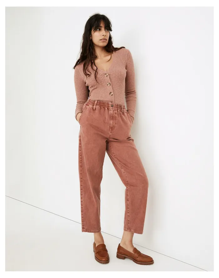 Women Pull On Balloon Jeans Rusted Burgundy Madewell Pants