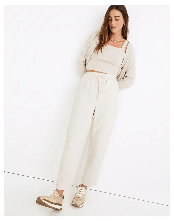 Women Quilted Pants Oatmeal Melange Madewell Pants