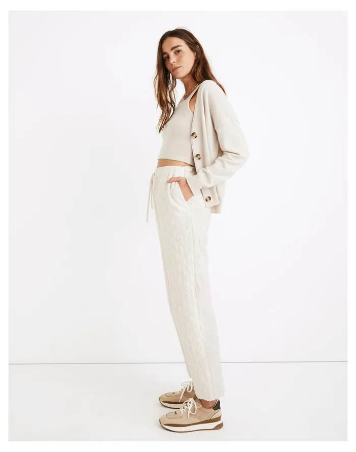 Women Quilted Pants Oatmeal Melange Madewell Pants Women Quilted Pants Oatmeal Melange Madewell Pants