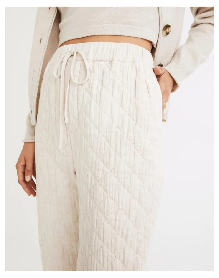 Women Quilted Pants Oatmeal Melange Madewell Pants Women Quilted Pants Oatmeal Melange Madewell Pants