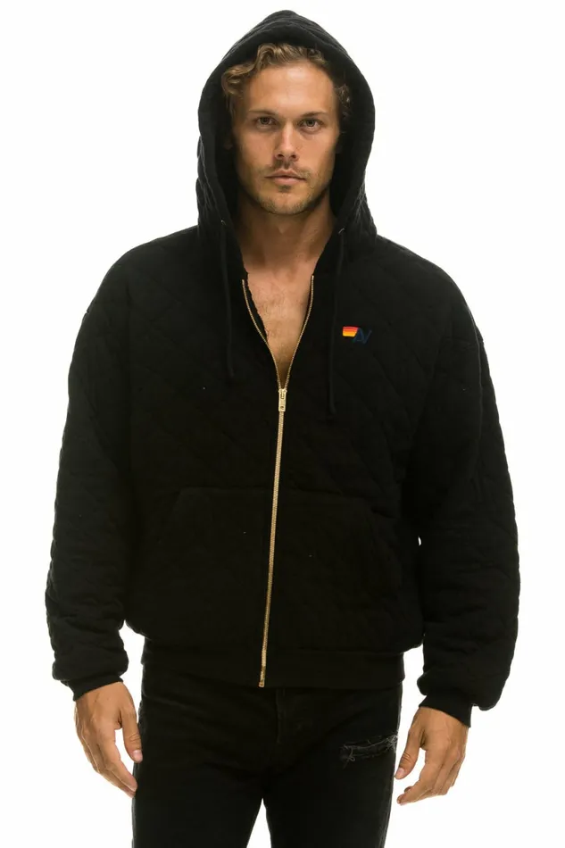 Women QUILTED ZIP HOODIE RELAXED 8211 BLACK Aviator Nation Hoodies Women QUILTED ZIP HOODIE RELAXED 8211 BLACK Aviator Nation Hoodies