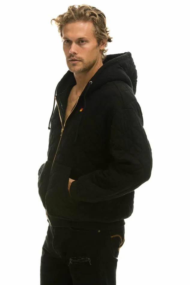 Women QUILTED ZIP HOODIE RELAXED 8211 BLACK Aviator Nation Hoodies Women QUILTED ZIP HOODIE RELAXED 8211 BLACK Aviator Nation Hoodies