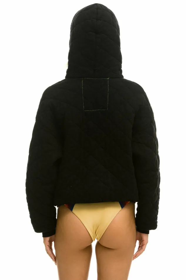 Women QUILTED ZIP HOODIE RELAXED 8211 BLACK Aviator Nation Hoodies Women QUILTED ZIP HOODIE RELAXED 8211 BLACK Aviator Nation Hoodies