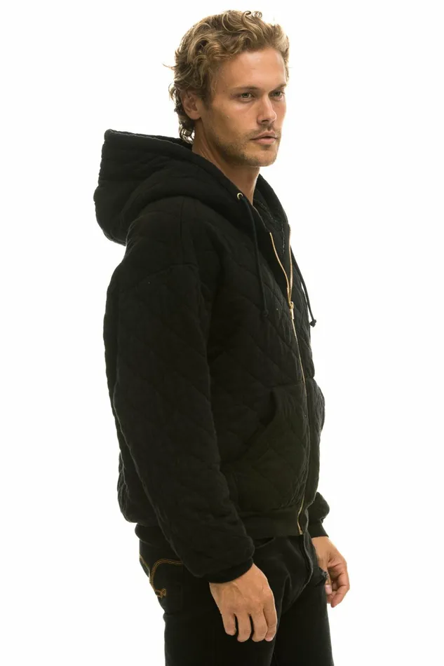 Women QUILTED ZIP HOODIE RELAXED 8211 BLACK Aviator Nation Hoodies Women QUILTED ZIP HOODIE RELAXED 8211 BLACK Aviator Nation Hoodies