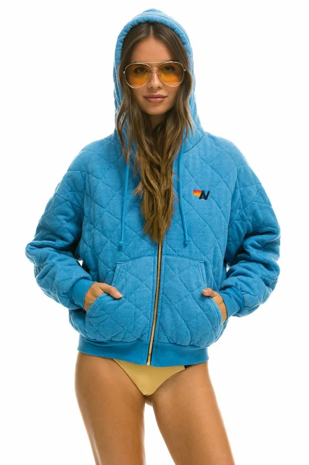 Women QUILTED ZIP HOODIE RELAXED 8211 OCEAN Aviator Nation Hoodies