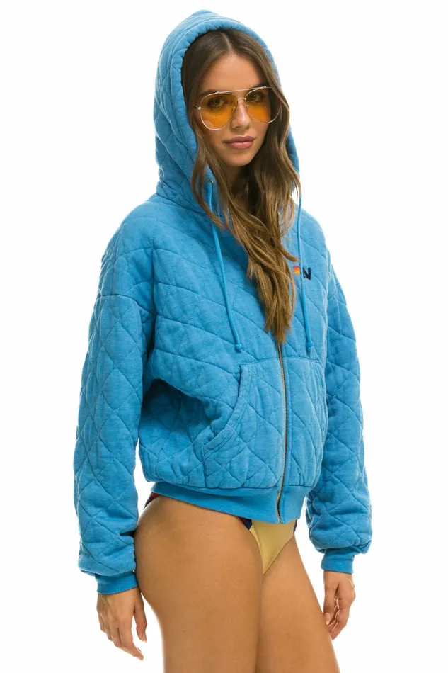 Women QUILTED ZIP HOODIE RELAXED 8211 OCEAN Aviator Nation Hoodies Women QUILTED ZIP HOODIE RELAXED 8211 OCEAN Aviator Nation Hoodies