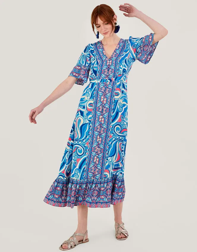 Women Raegan Contrast Print Dress With Lenzing Ecovero Blue Monsoon Dresses