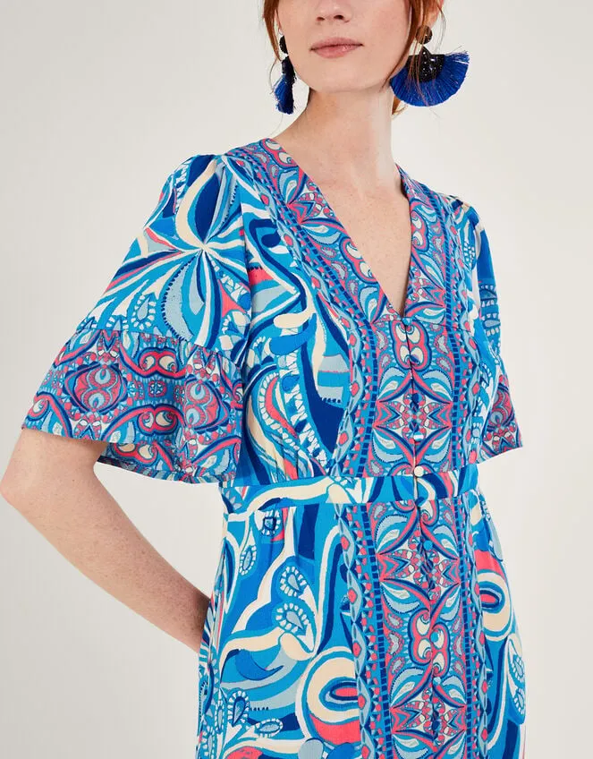 Women Raegan Contrast Print Dress With Lenzing Ecovero Blue Monsoon Dresses