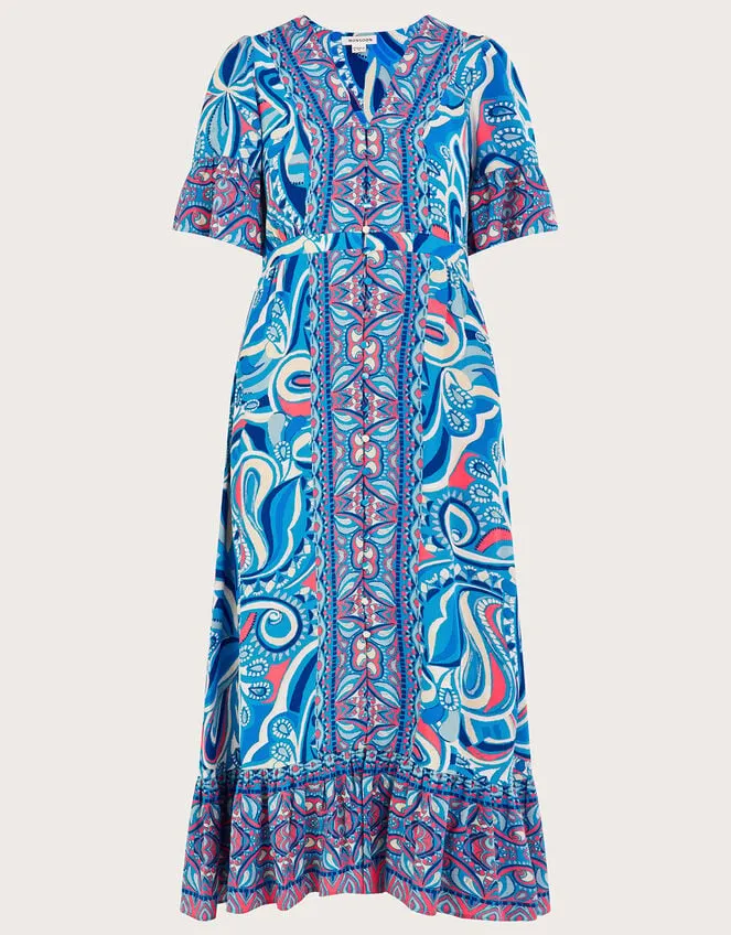 Women Raegan Contrast Print Dress With Lenzing Ecovero Blue Monsoon Dresses