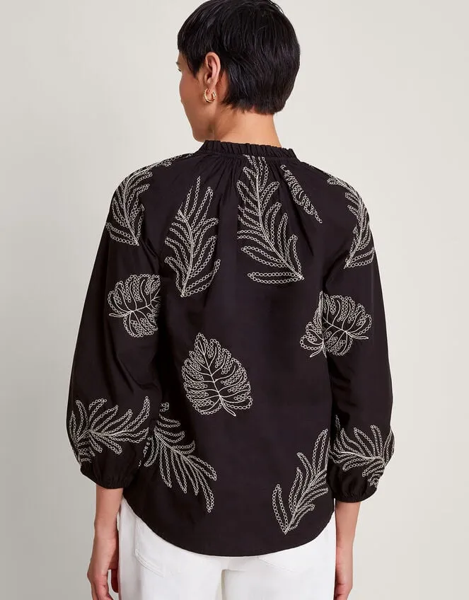 Women Raeni Leaf Print Blouse Black Monsoon Tops and Blouses