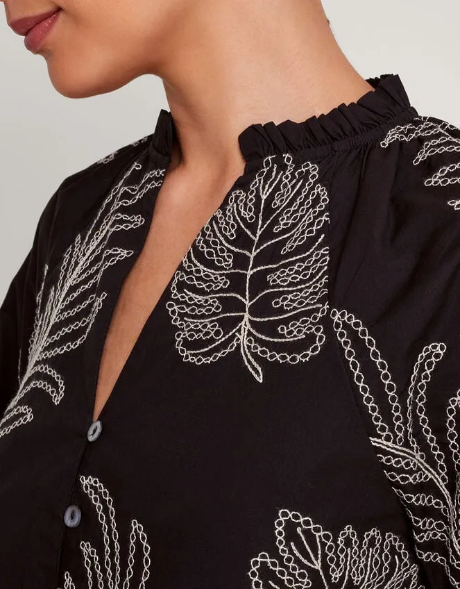 Women Raeni Leaf Print Blouse Black Monsoon Tops and Blouses