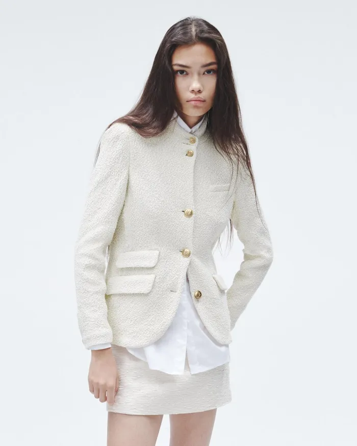 Women Rag and Bone Blazers and Vests Slade Cotton Blazer Ecru