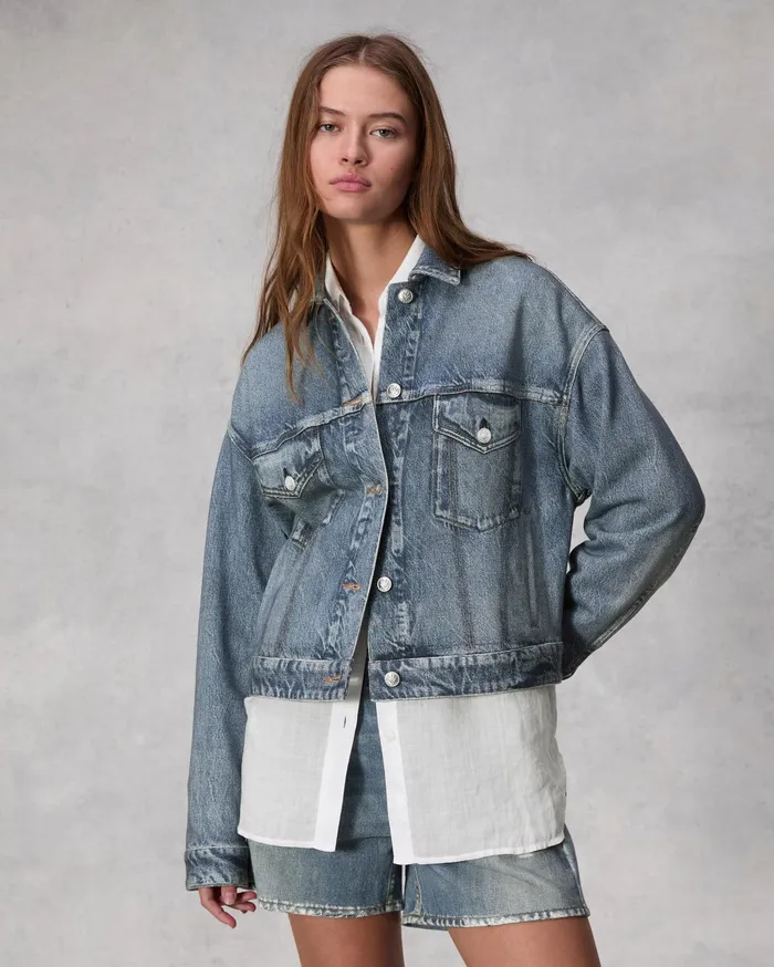 Women Rag and Bone Jeans Miramar Cropped Trucker Walker
