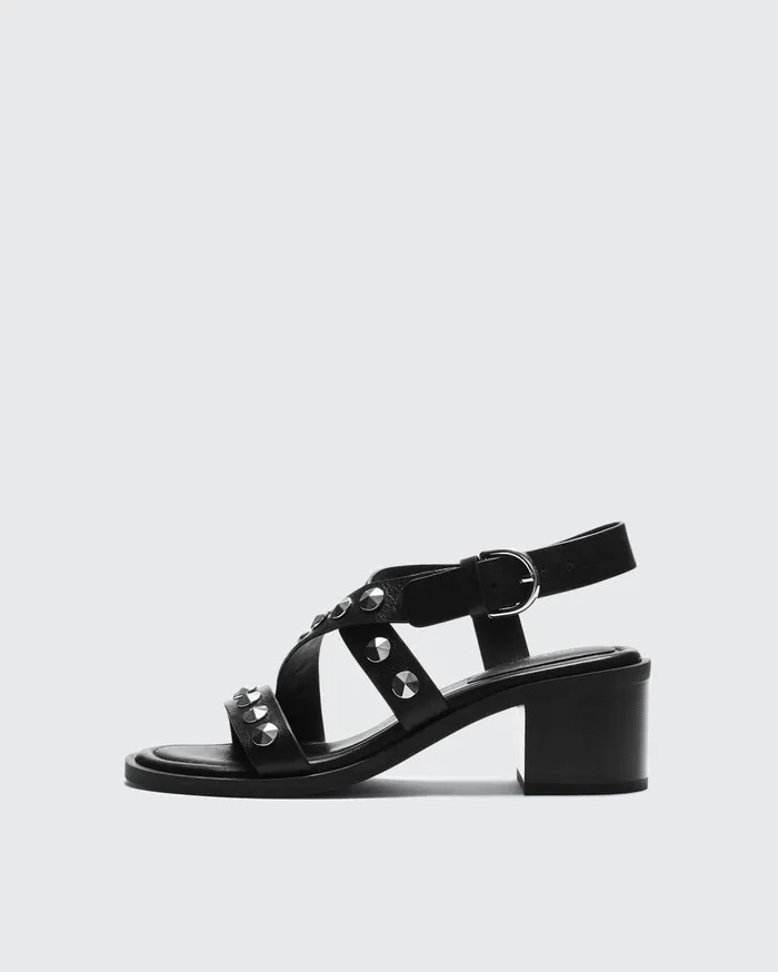 Women Rag and Bone Sandals Geo Studded Block Heel Black
