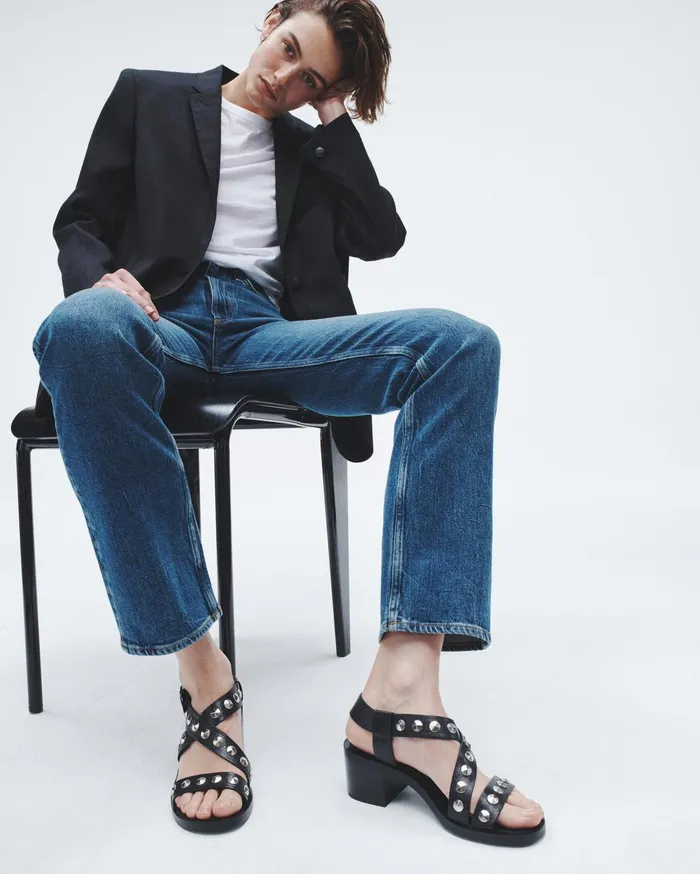 Women Rag and Bone Sandals Geo Studded Block Heel Black Women Rag and Bone Sandals Geo Studded Block Heel Black