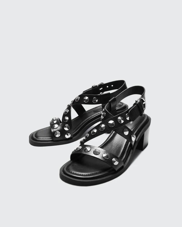 Women Rag and Bone Sandals Geo Studded Block Heel Black Women Rag and Bone Sandals Geo Studded Block Heel Black