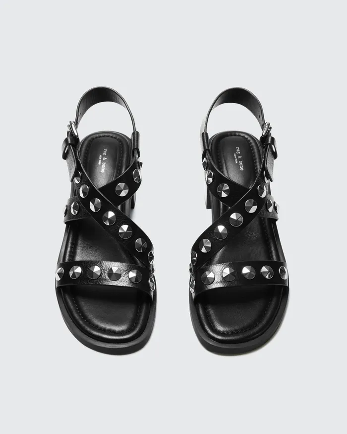 Women Rag and Bone Sandals Geo Studded Block Heel Black Women Rag and Bone Sandals Geo Studded Block Heel Black