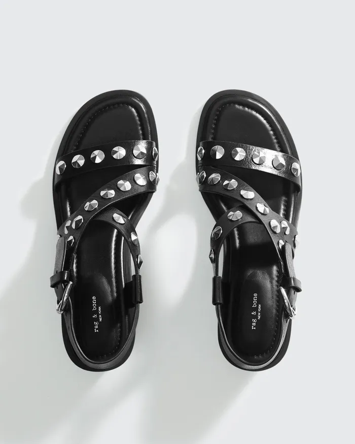 Women Rag and Bone Sandals Geo Studded Block Heel Black Women Rag and Bone Sandals Geo Studded Block Heel Black