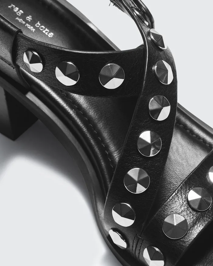 Women Rag and Bone Sandals Geo Studded Block Heel Black Women Rag and Bone Sandals Geo Studded Block Heel Black