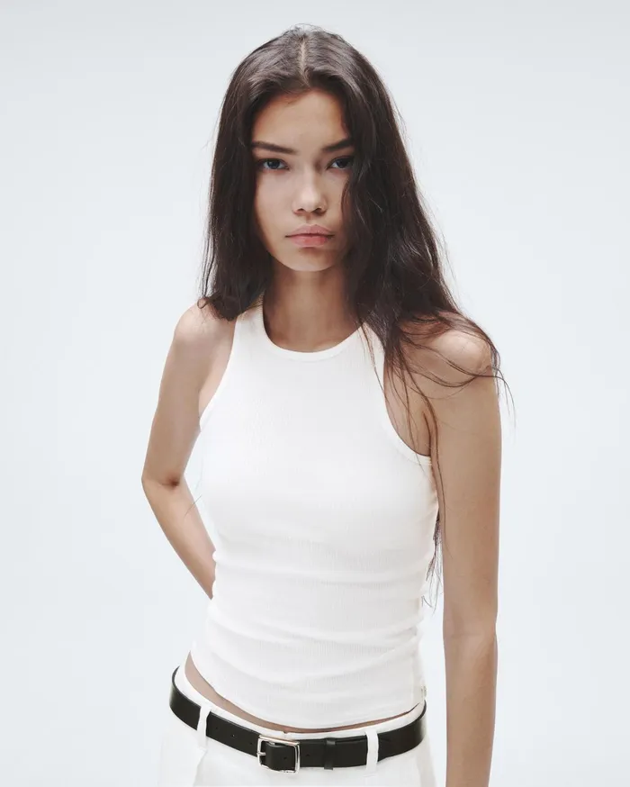 Women Rag and Bone TShirts The Essential Rib Tank White