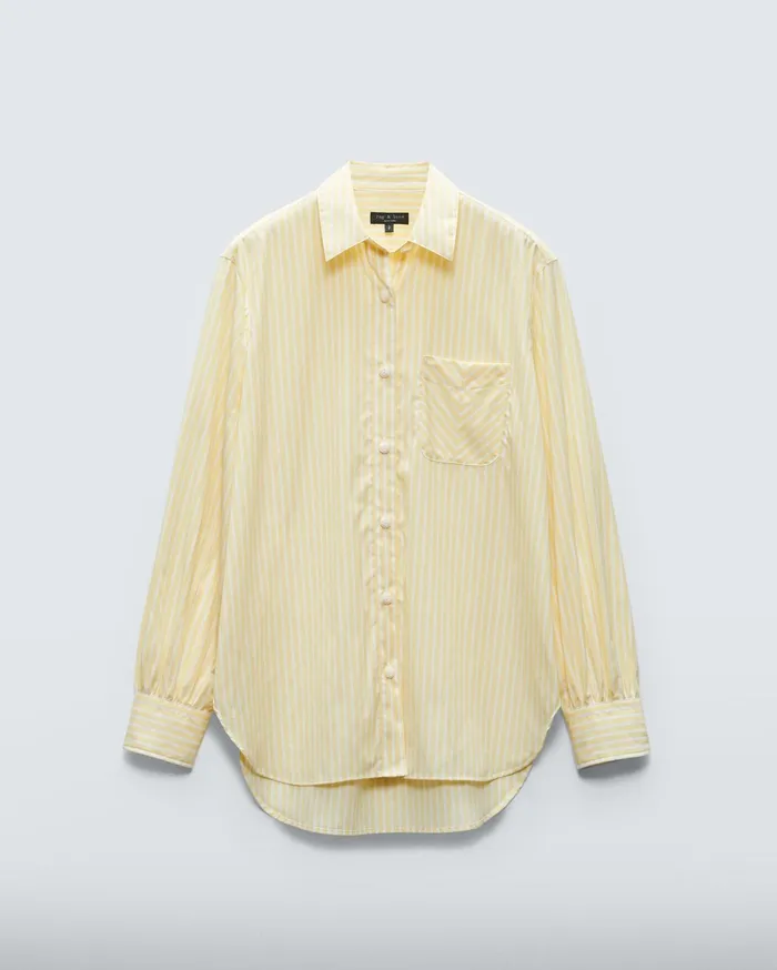 Women Rag and Bone Tops Maxine Cotton Poplin Shirt Yellow Stripe Women Rag and Bone Tops Maxine Cotton Poplin Shirt Yellow Stripe