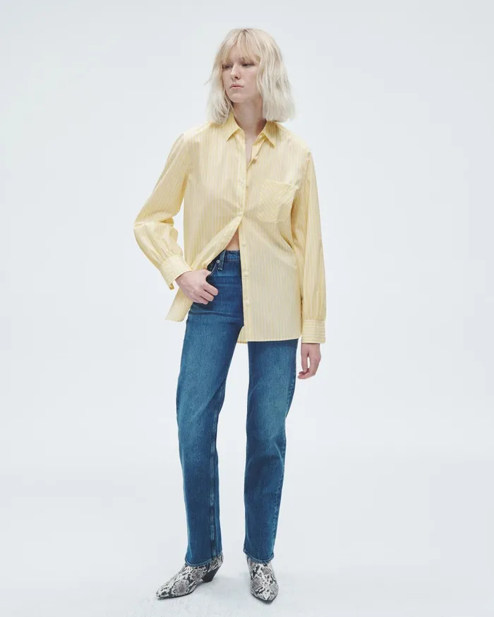 Women Rag and Bone Tops Maxine Cotton Poplin Shirt Yellow Stripe Women Rag and Bone Tops Maxine Cotton Poplin Shirt Yellow Stripe