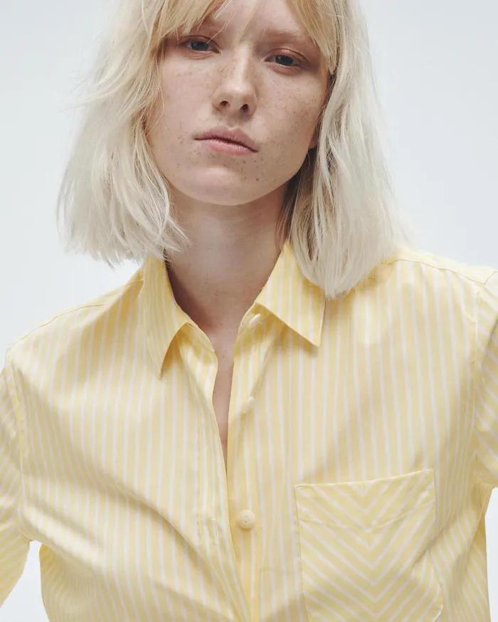 Women Rag and Bone Tops Maxine Cotton Poplin Shirt Yellow Stripe Women Rag and Bone Tops Maxine Cotton Poplin Shirt Yellow Stripe